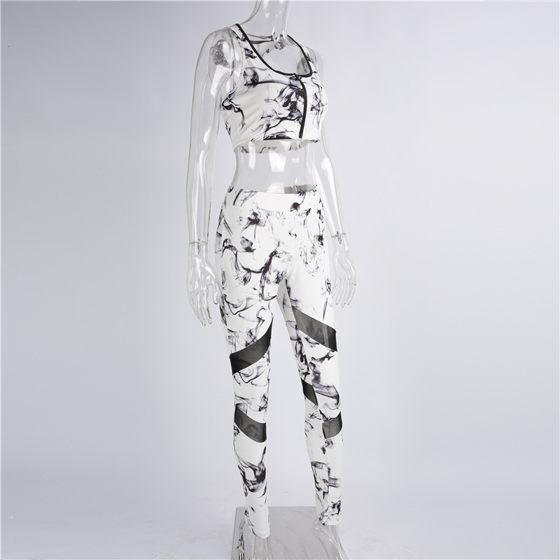 F2526 Women Yoga Fitness Bra Pants Leggings Set Gym Workout Sports Activewear